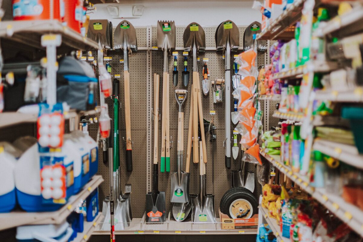 Tools hanging in the store